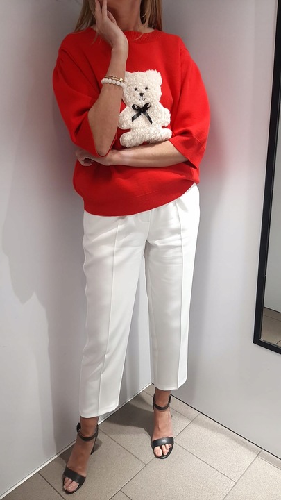 COCOMORE Sweter w Pasy MIŚ Bear Beżowy + Biały + Camel Nowość