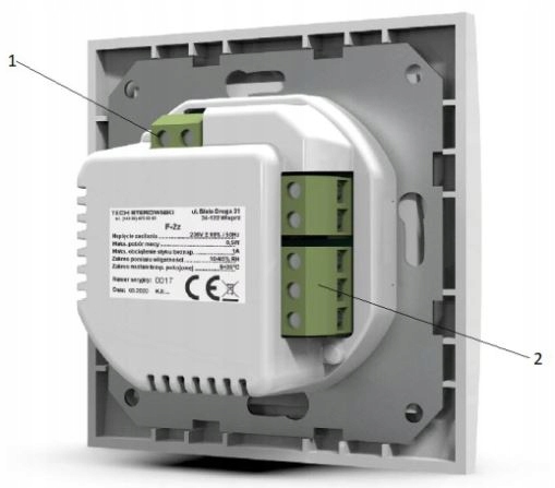 STEROWNIK REGULATOR TEMPERATURY TERMOSTAT POKOJOWY F-2Z V1 PRZEWODOWY TECH
