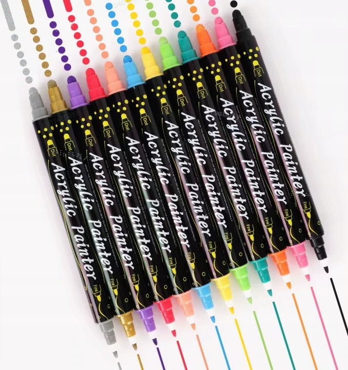 MARKERY AKRYLOWE ZESTAW 48 SZT Pisaki Flamastry Mazaki z farbą do kamieni