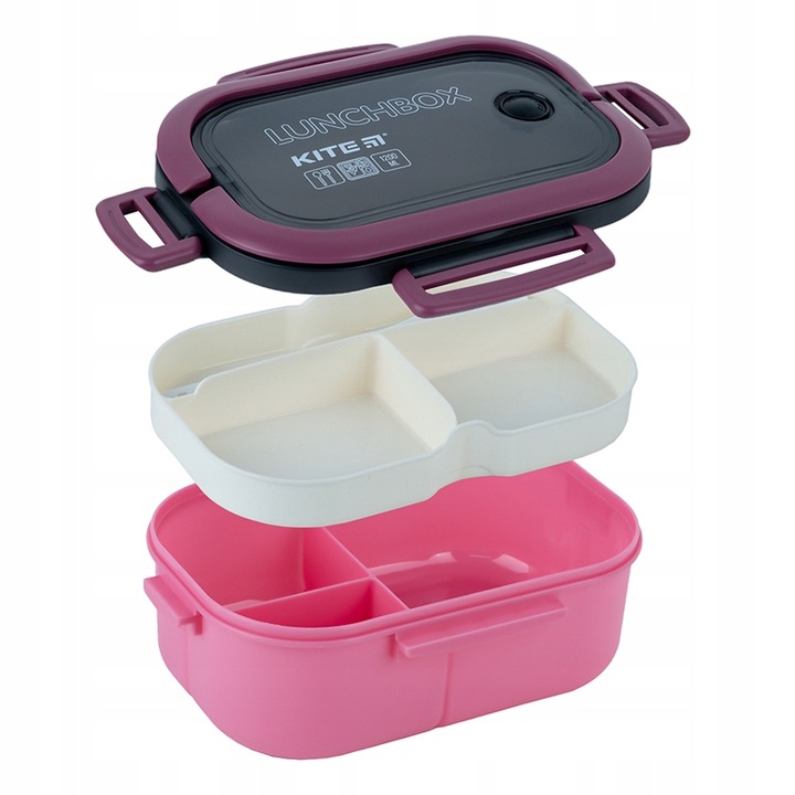 Lunchbox z przegrodkami sniadaniowka ze sztuccami uchwyt 1200ml KITE