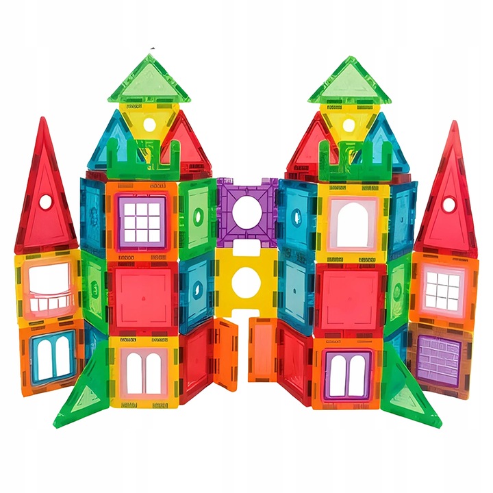 Klocki magnetyczne duże konstrukcyjne 3D zestaw 212 elementów Magnetic -S-