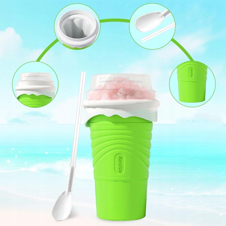 KUBEK DO ROBIENIA SLUSHY LODÓW SORBETÓW WYCISKANY NA BREJĘ SMOOTHIE 500ML