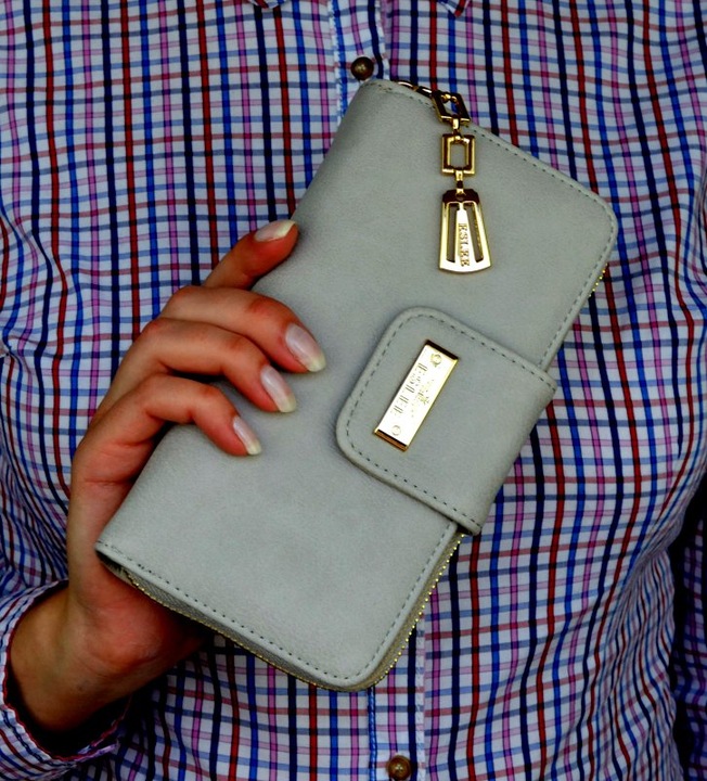 PORTFEL DAMSKI DUŻY TOREBKA NA ZAMEK PODWÓJNY MODNY ORGANIZER SUWAK STYLOWY