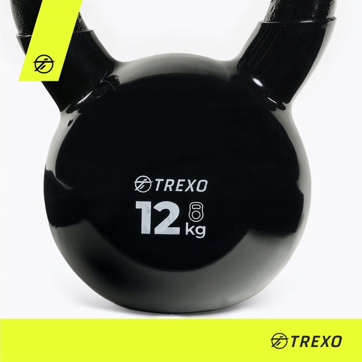 Kettlebell TREXO VKB12 12 kg Oznaczenie wagi Żeliwny Okrągły szeroki uchwyt