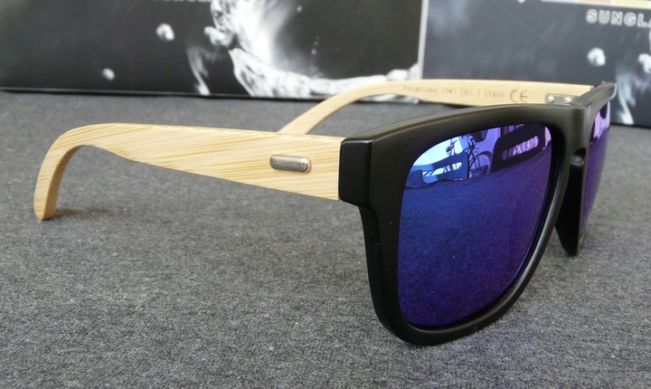 OKULARY DREWNIANE POLARYZACYJNE LUSTRZANKI ETUI UV