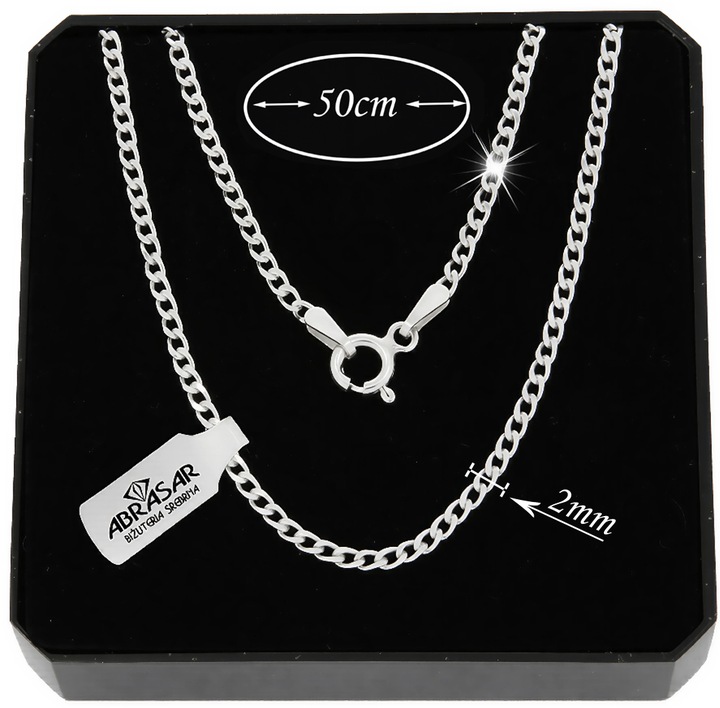 ŁAŃCUSZEK SREBRNY MĘSKI PANCERKA 020/50cm SREBRO 925 PEŁNE