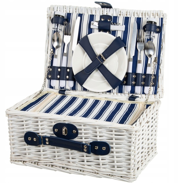 Kosz piknikowy wiklinowy termiczny z wyposażeniem dla 2 osób