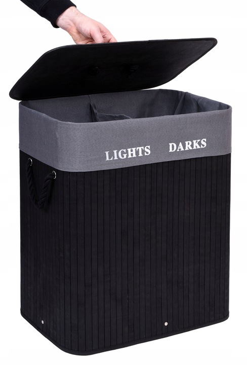 KOSZ NA PRANIE BIELIZNĘ Z BAMBUSA POJEMNIK DO SEGREGACJI KOLORÓW LOFT 100L