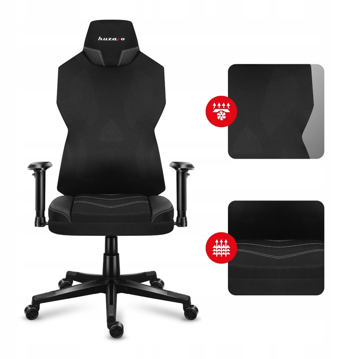 STYLOWY Fotel Gamingowy HUZARO Combat 6.2 Black z Oświetleniem RGB LED