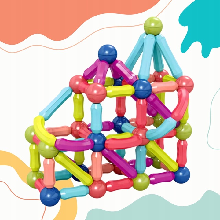 Klocki Magnetyczne Konstrukcyjne Edukacyjne Dla Dzieci Duże Elementy 98 El