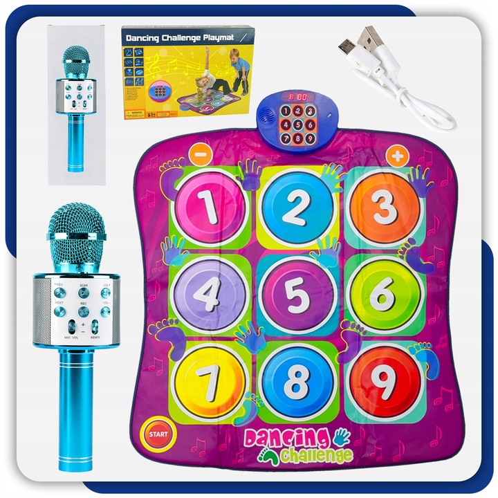 MATA MUZYCZNA do TAŃCZENIA TAŃCA + MIKROFON KARAOKE GŁOŚNIK BLUETOOTH 2W1