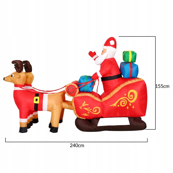 Mikołaj Dmuchany Dekoracja Świąteczna LED 240cm