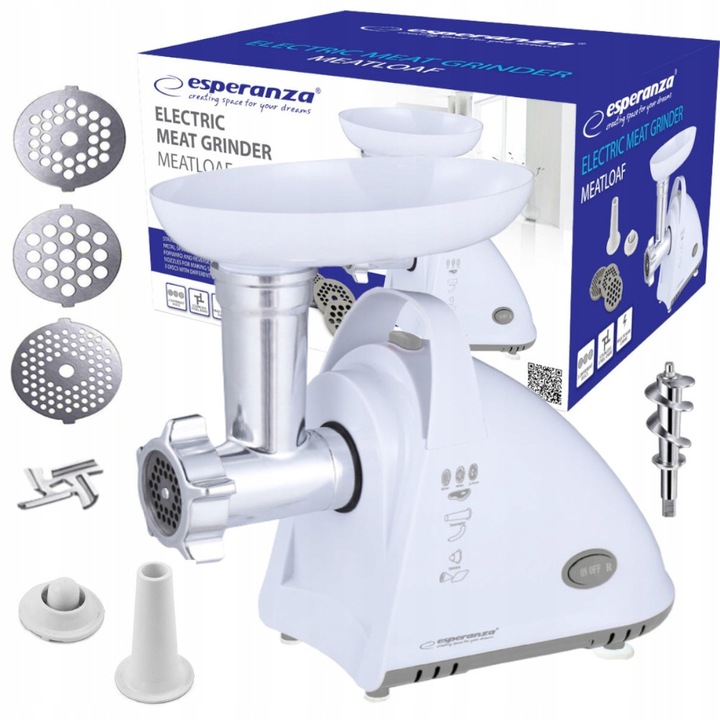 ELEKTRYCZNA MASZYNKA DO MIELENIA MIĘSA MOCNA 2000W 3 SITA DYSZA DO KIEŁBASY