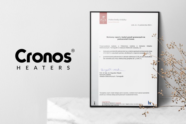 GRZEJNIK NA PODCZERWIEŃ Z TERMOSTATEM PILOTEM 800W