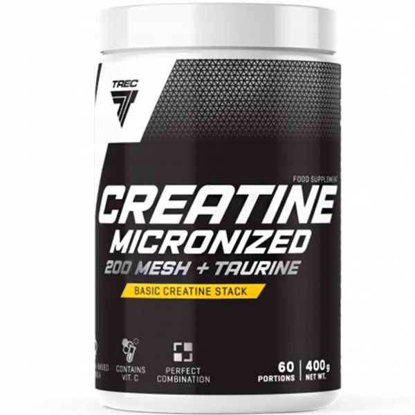 TREC CREATINE MICRONIZED 200 MESH TAURINE 400G CZYSTA KREATYNA + PODSTAWKA