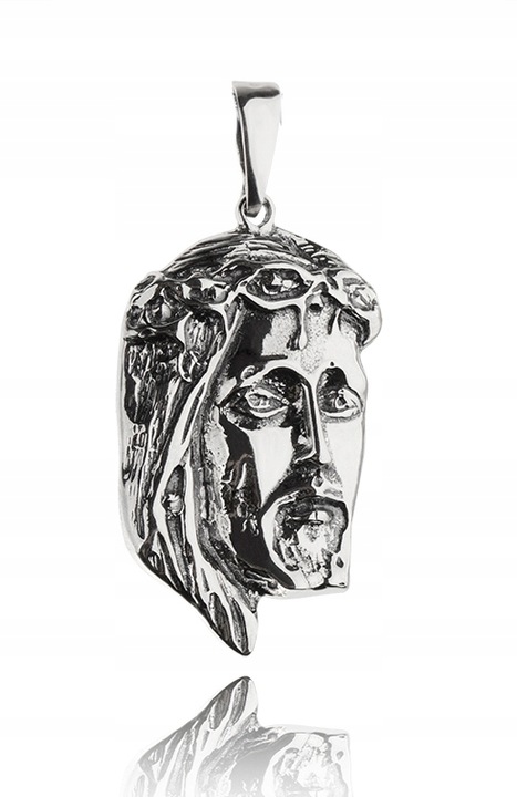 SREBRNY DUŻY POSTARZANY MEDALIK Z WIZERUNKIEM JEZUSA pr.925