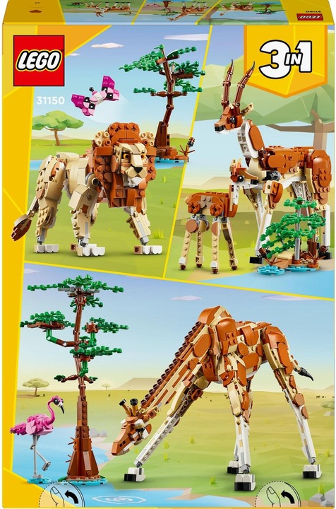 LEGO Creator 3w1 Ruchome Figurki Dzikie zwierzęta z safari 31150 Żyrafa Lew