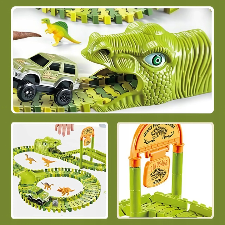 MEGA TOR WYŚCIGOWY DINO PARK DINOZAURÓW 169 EL DINOZAURY SAMOCHODZIK TOR
