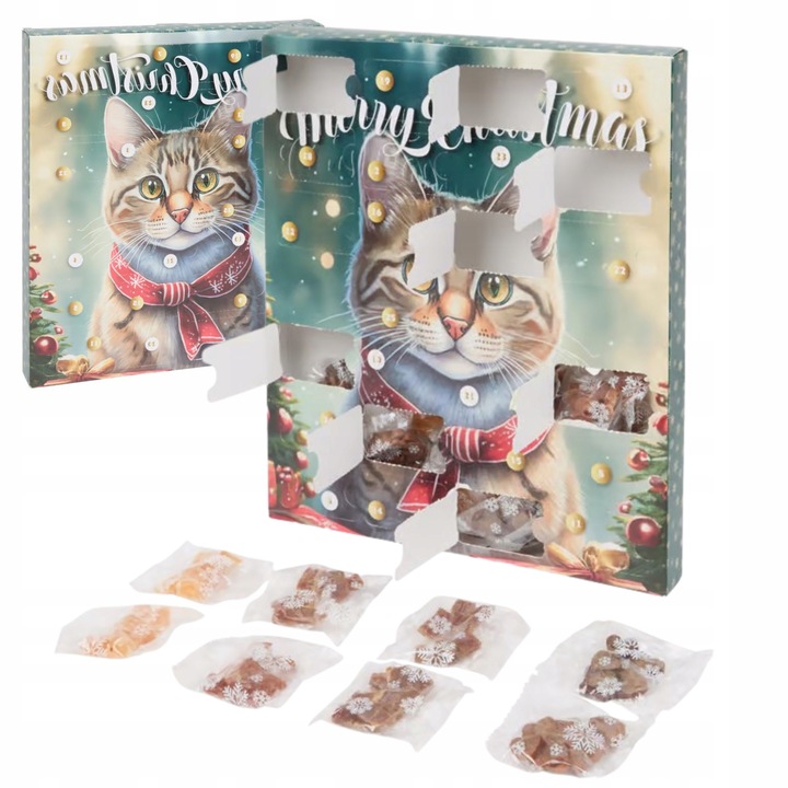 KALENDARZ ADWENTOWY 2024 DLA KOTA ZESTAW NA PREZENT PRZYSMAKI 24 DNI ŚWIĘTA