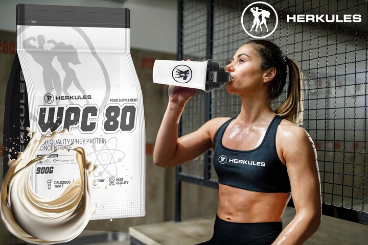 HERKULES WPC 80 900g BIAŁKO SERWATKOWE GLUTAMINA REGENERACJA WHEY PROTEIN