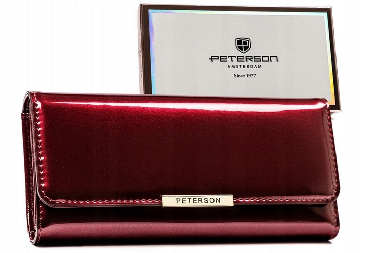 Portfel Peterson damski duży w kwiaty na suwak z ochroną kart RFID pojemny