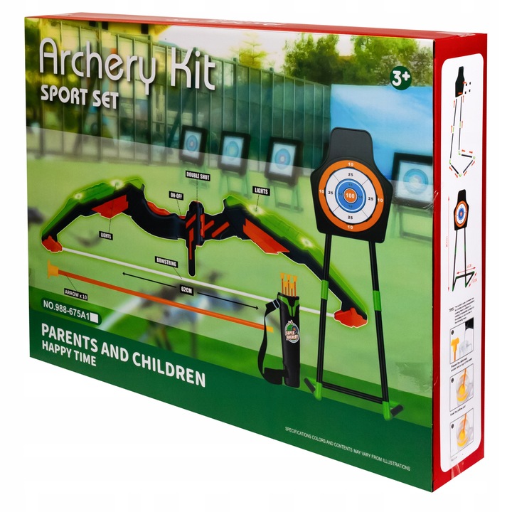 ŁUK DLA DZIECI Z TARCZĄ STRZAŁKAMI LED STRZELANIE DO CELU DUŻY ZESTAW XL