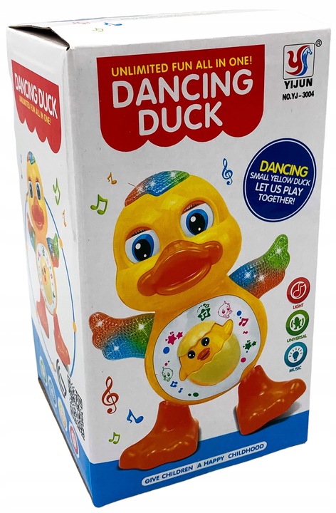 TAŃCZĄCA KACZKA NA BATERIE INTERAKTYWNA EDUKACYJNA ŚWIECĄCA GRAJĄCA