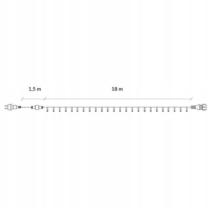 LAMPKI CHOINKOWE 300 LED ZEWNĘTRZNE GRUBE 19,5m ZIMNE BIAŁE OŚWIETLENIE