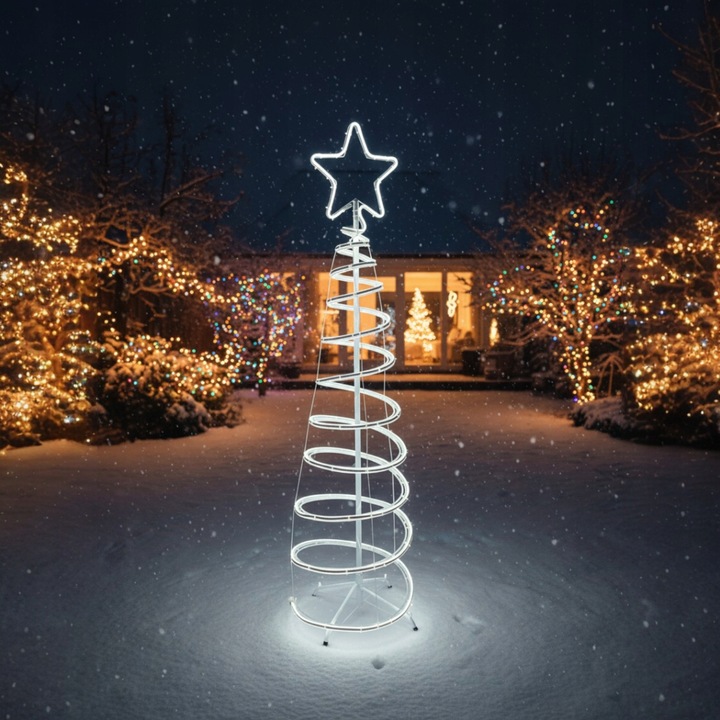 Choinka LED Neonowa Zimna Biel 120 cm Świąteczna Ozdoba Świecąca Zewnętrzna