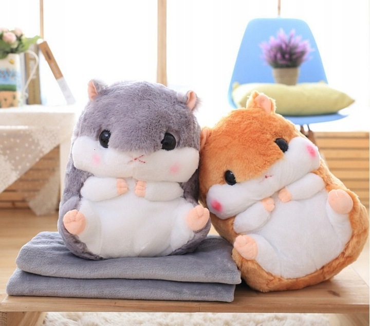 CHOMIK PLUSZOWY PRZYTULANKA PLUSZAK MIŚ PODUSZKA Z KOCEM MASKOTKA DUŻY 40CM