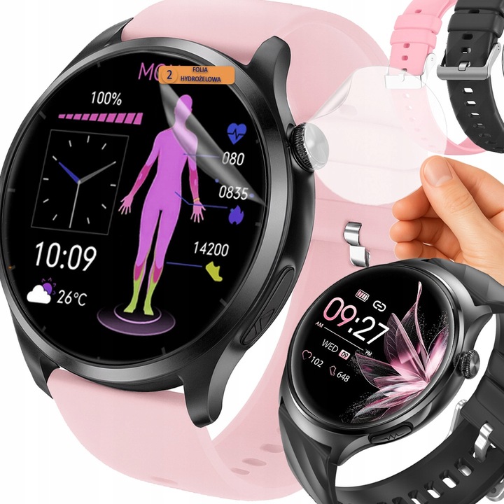 Zegarek damski Zdrowotny - Glukoza, Temperatura, Bateria 440 mAh, PL Menu