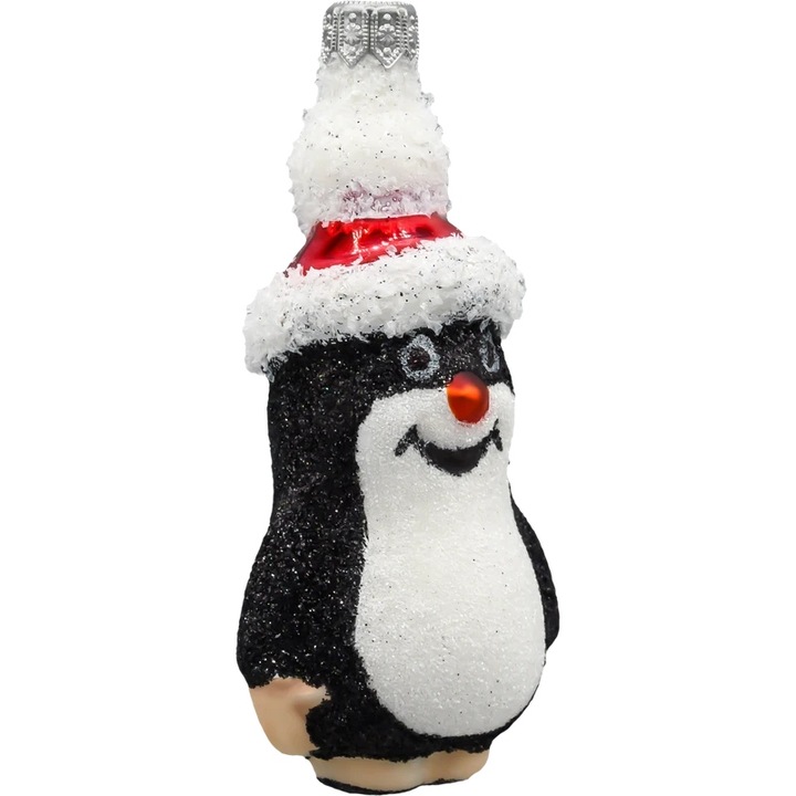 Bombka choinkowa ręcznie malowana - Krecik w czapce Mikołaja