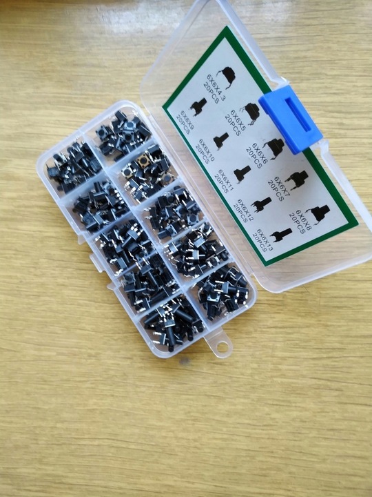 Zestaw przycisków tact switch mikroswitch 200 szt