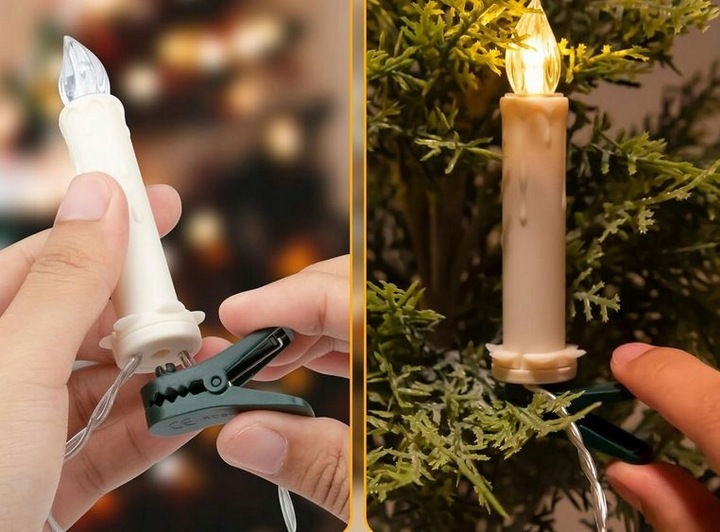 RETRO LAMPKI OŚWIETLENIE CHOINKOWE LED ŚWIECE 40szt. PILOT ŚWIECZKI