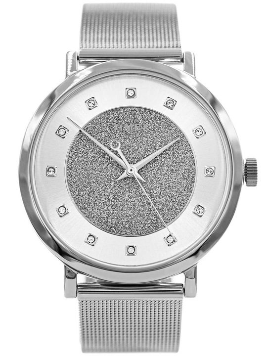 DAMSKI ZEGAREK TIMEX TW2U67000 SREBRNY BRANSOLETA MESH ELEGANCKI CYRKONIE
