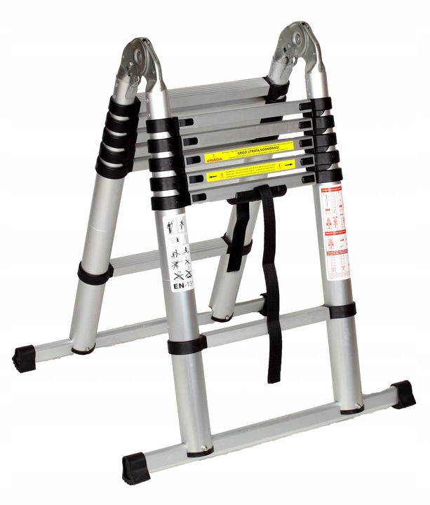 Drabina teleskopowa aluminiowa przegubowa 5m / z funkcją na schody