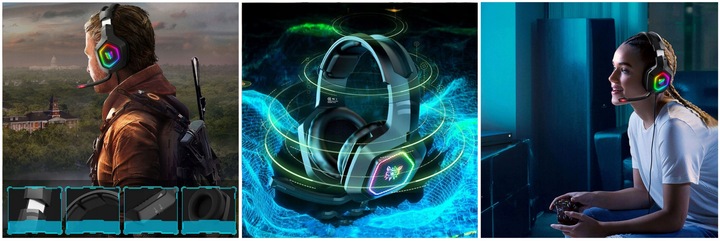 ONIKUMA K10 SŁUCHAWKI GAMINGOWE NAUSZNE PRZEWODOWE Z MIKROFONEM LED RGB