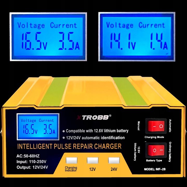 Prostownik SAMOCHODOWY AUTOMATYCZNY Z FUNKCJĄ NAPRAWY AKUMULATORÓW 12V 24V