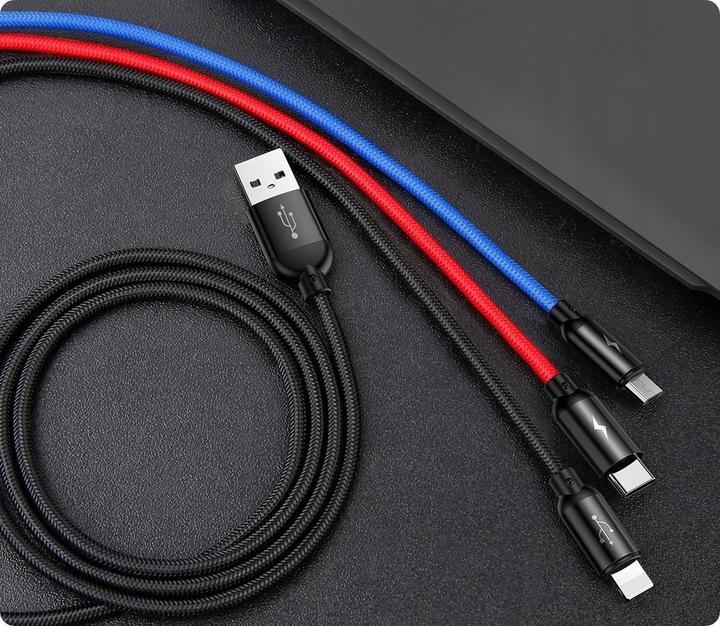 POJEMNY POWERBANK BASEUS 30000MAH PD 15W KABEL 3w1 DO LIGHTNING USB-C MICRO