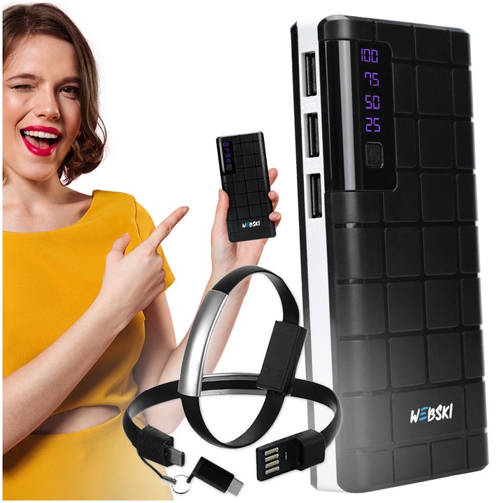 POWER-BANK POWERBANK 20000mAh 3.7V 3xUSB z latarką WYRAŹNYM Wyświetlaczem