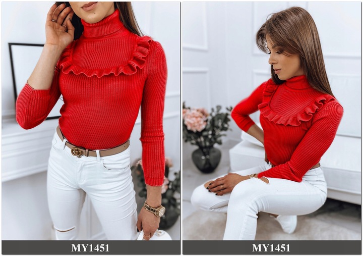 PRĄŻKOWANY SWETER DAMSKI GOLF KOLORY ox127 UNI