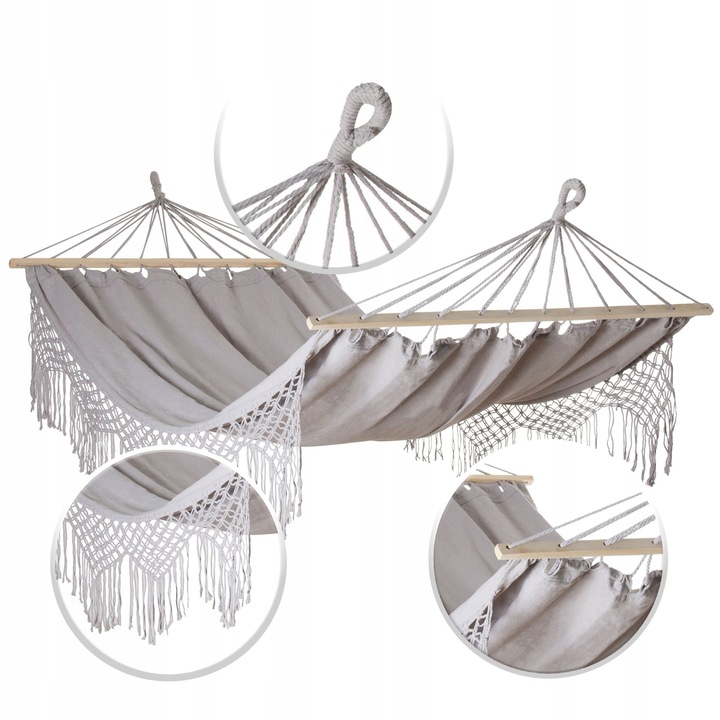 BOHO duży SOLIDNY hamak turystyczny OGRODOWY huśtawka krzesło brazylijskie