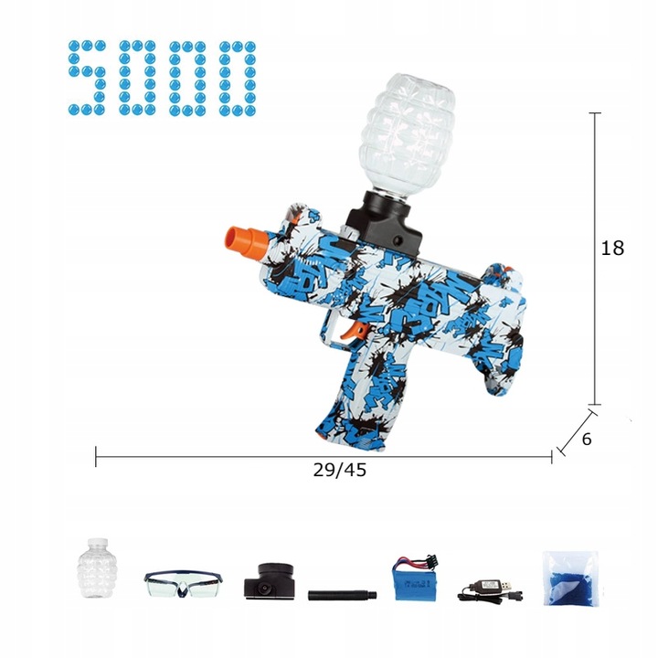 Pistolet Karabin Na Żelowe Kulki DUŻY Zestaw Automatyczny Broń Automat