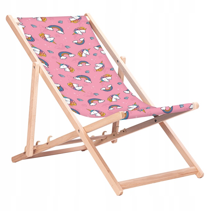Leżak Drewniany Plażowy z Nadrukami Hello Summer Bukowe Leżaki KN127