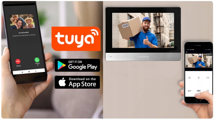 Wideodomofon WIFI TUYA z Szyfratorem na KOD BRELOK Full HD Aplikacja 2-ŻYŁ