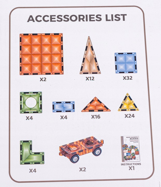 Klocki Magnetyczne Konstrukcyjne Panele Magnetic TILES Pojazdy Figury 100