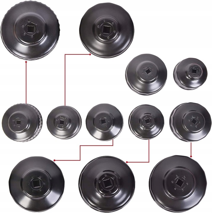 ZESTAW KLUCZY NASADEK W WALIZCE DO ODKRĘCANIA FILTRÓW OLEJU 15 ELEMENTÓW