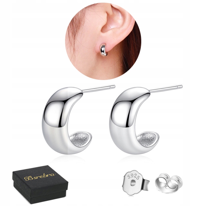 KOLCZYKI Srebrne PRÓBA 925 SREBRO Sztyfty Geometryczny C WKRĘTKI Damskie