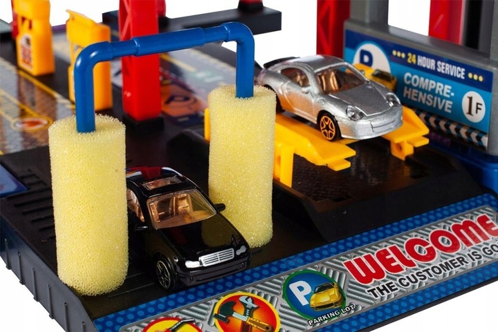 Garaż Parking Samochodowy 4-piętrowy Zjeżdżalnia dla Autek 4 Poziomy Myjnia