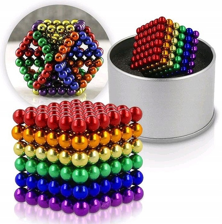 DUŻE KULKI MAGNETYCZNE 216 DZIECI 5MM ANTYSTRESOWE GRA KOLOROWE PREZENT XXL